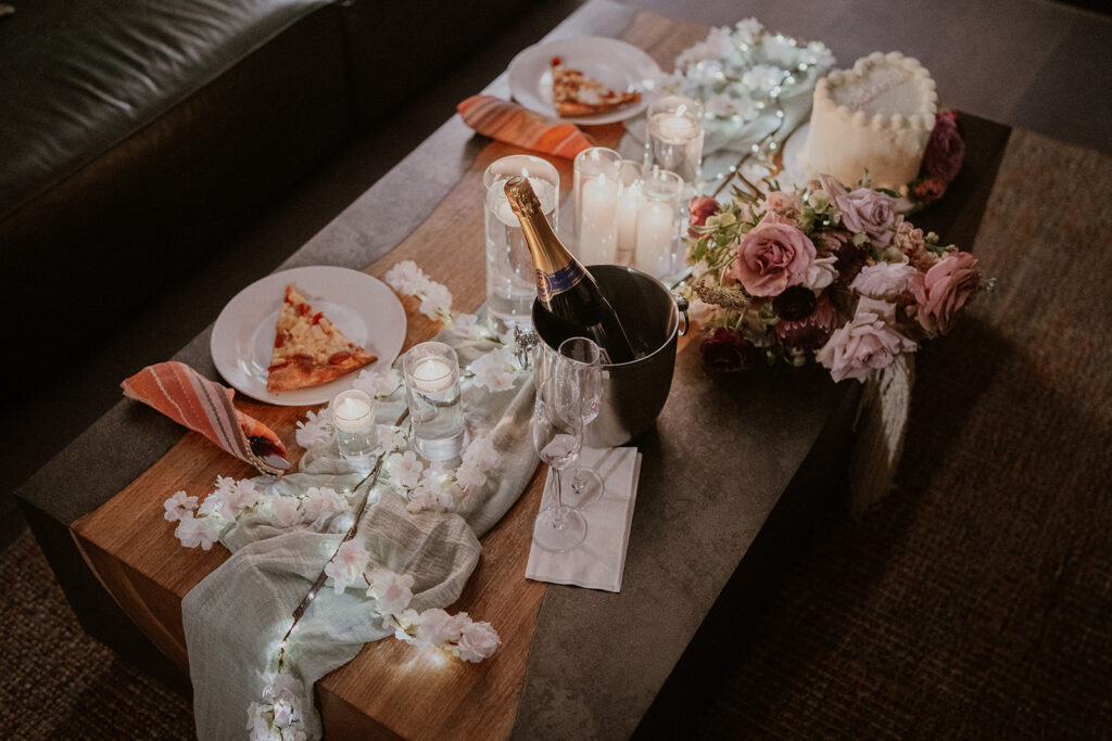 An intimate elopement dinner back at Glen Oaks