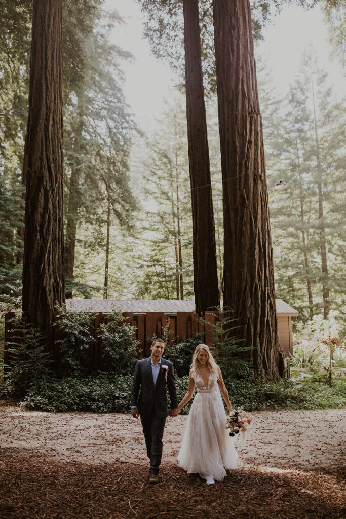 Bride and grooms outdoor Glen Oaks Big Sur elopement photos