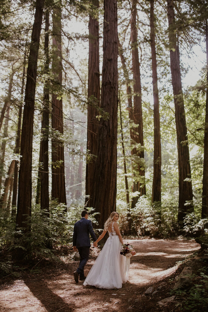 Bride and grooms redwood Big Sur elopement portraits