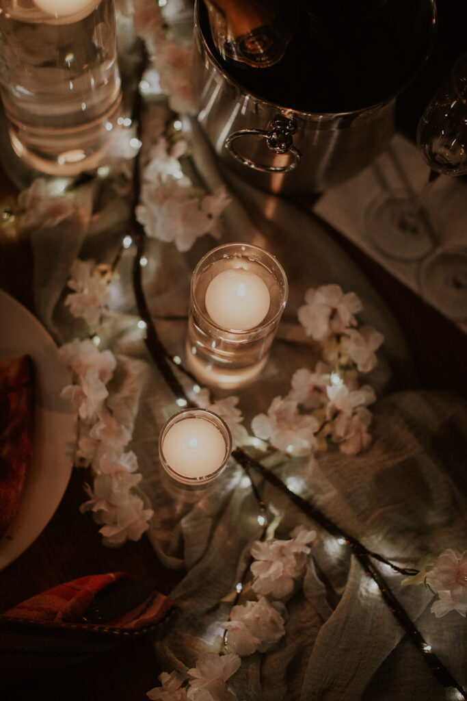 Simple candlelight elopement dinner