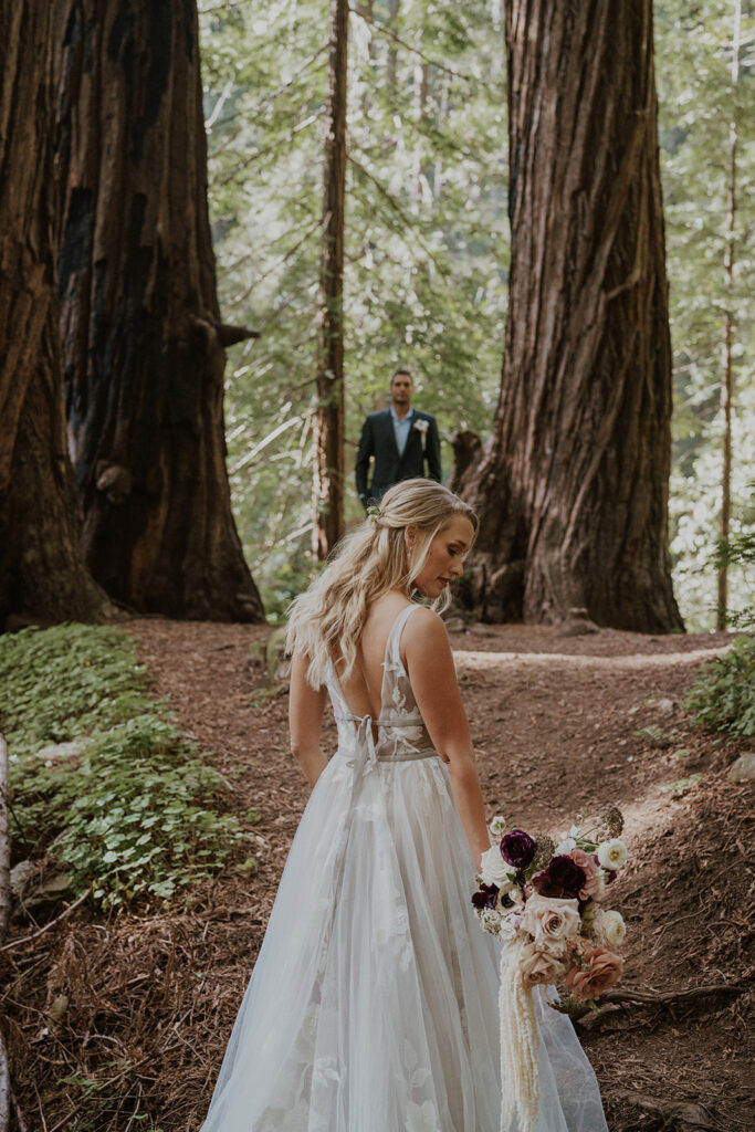 Bride and grooms redwood elopement photos