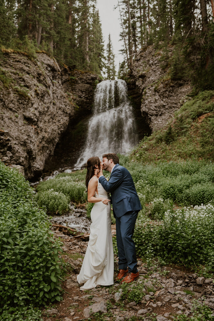 Waterfall elopement pictures in Colorado