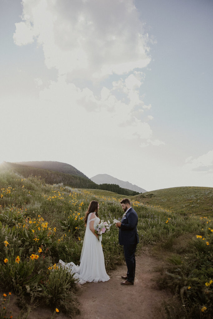 Crested Butte elopement ceremony in the wildflowers