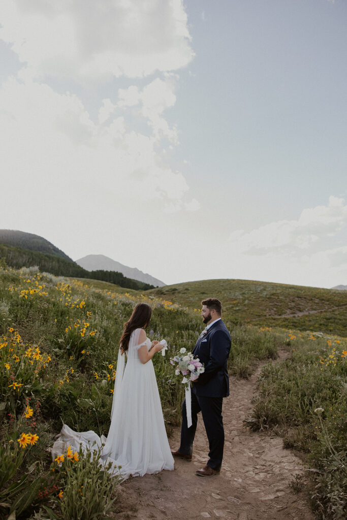 Crested Butte elopement ceremony in the wildflowers