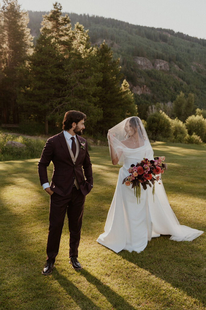 Bride and groom portraits in Breckenridge