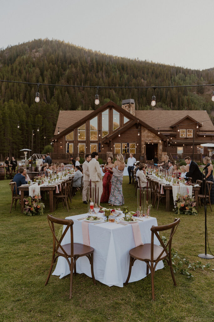 A Colorado mountain wedding reception at Camp Hale
