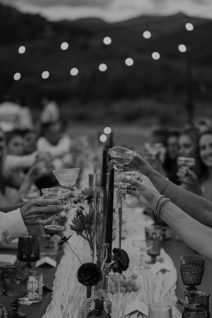 A Colorado mountain wedding reception at Camp Hale