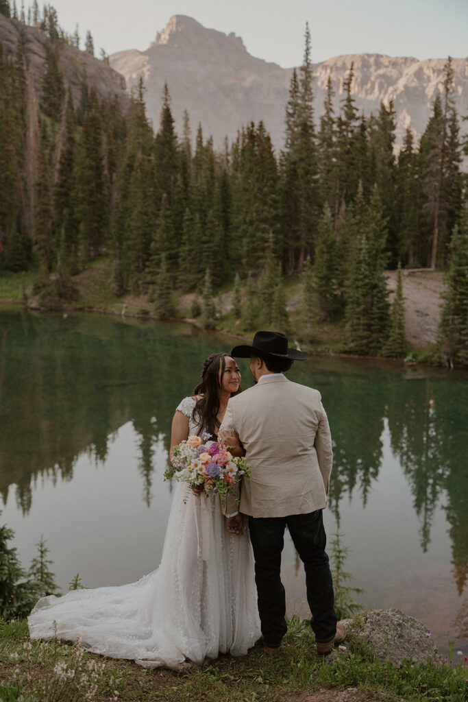 Colorado mountain elopement portraits at an alpine lake