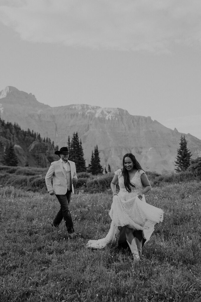 Playful mountain elopement photos in Ouray, Colorado