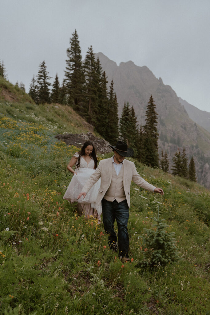 Playful mountain elopement photos in Ouray, Colorado