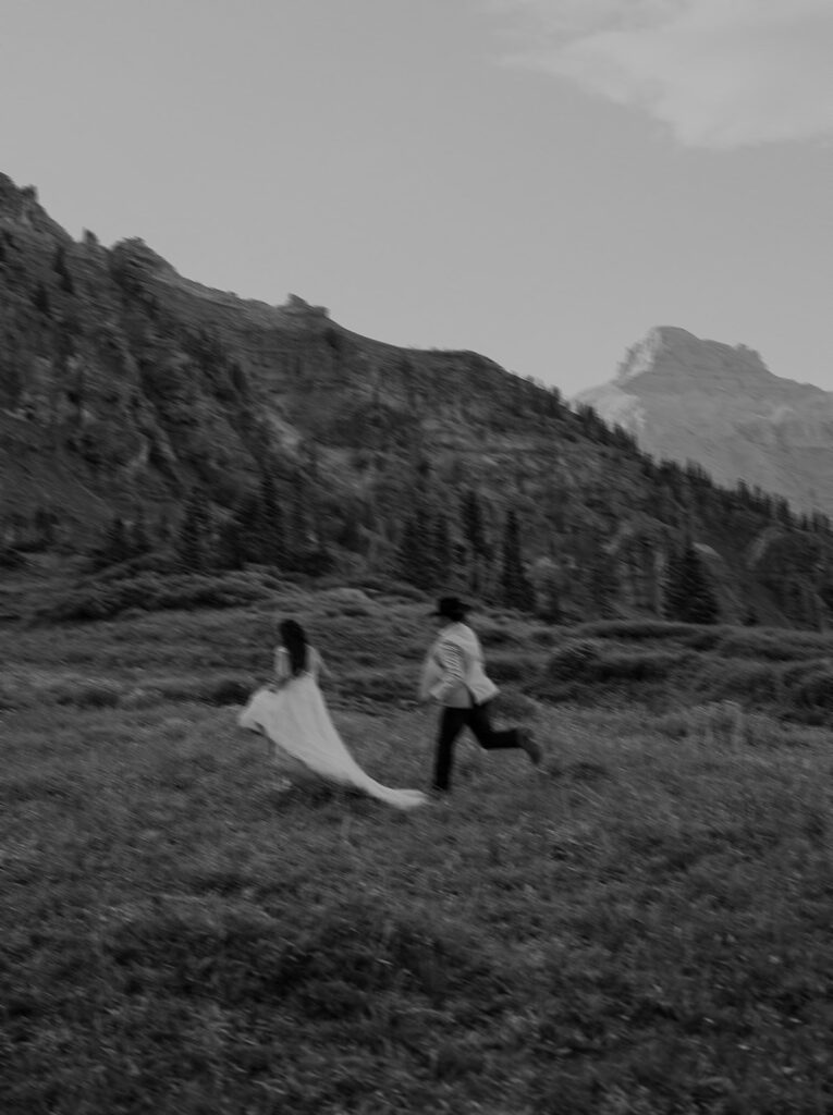 Playful cinematic mountain elopement photos in Ouray, Colorado