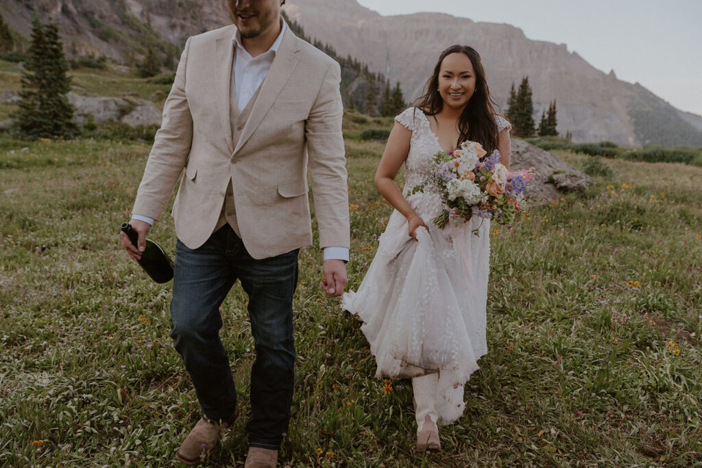 Playful mountain elopement photos in Ouray, Colorado