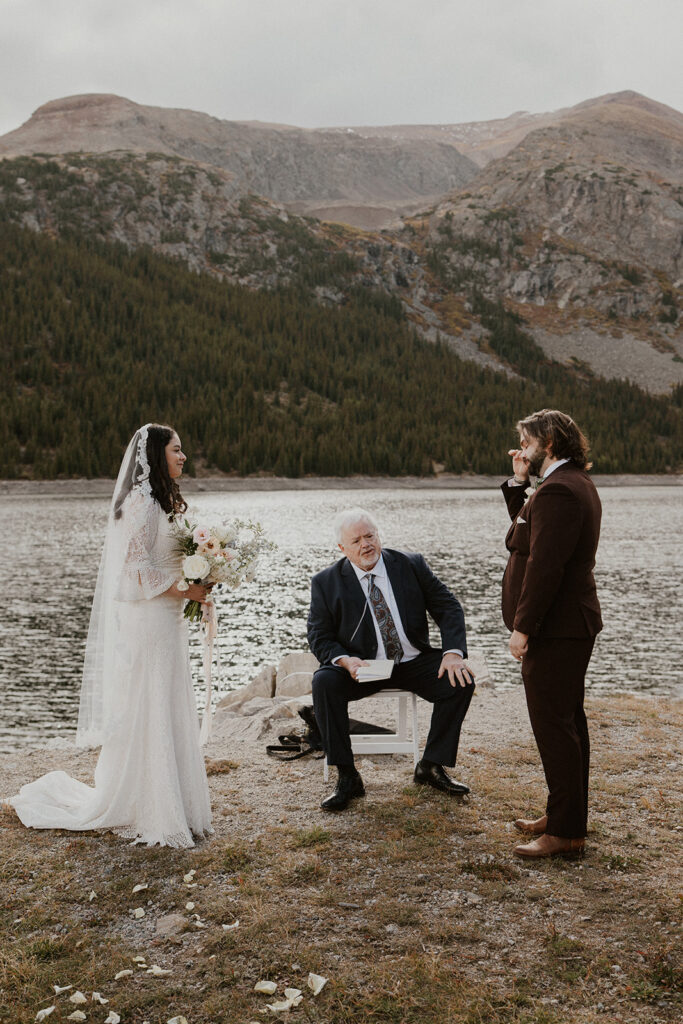 Emotional fall elopement ceremony in Breckenridge, Colorado