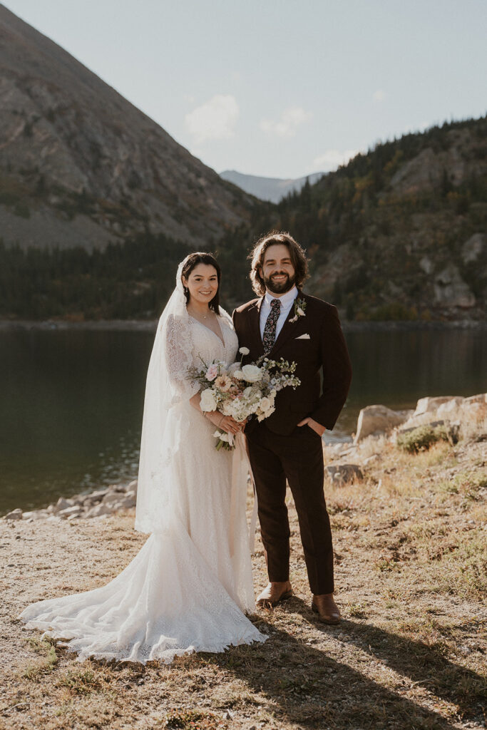 Lakeside elopement photos in Breckenridge 