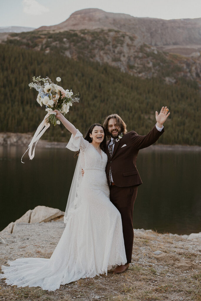 Lakeside elopement photos in Breckenridge 