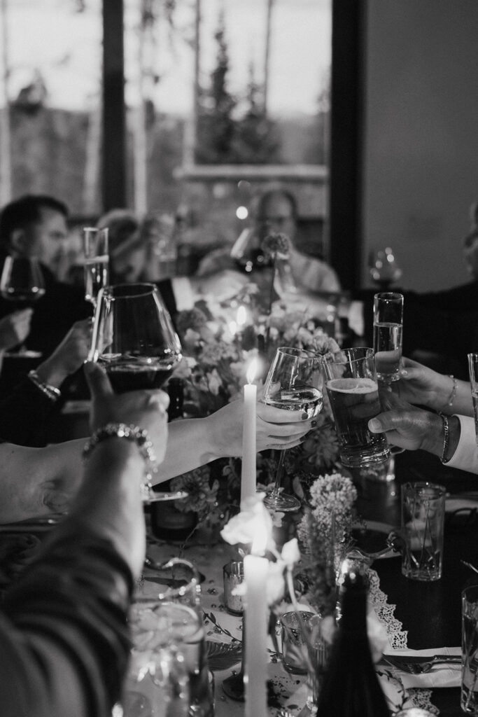 Intimate elopement reception in a mountain home in Breckenridge