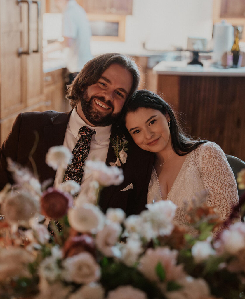 Intimate elopement reception in a mountain home in Breckenridge