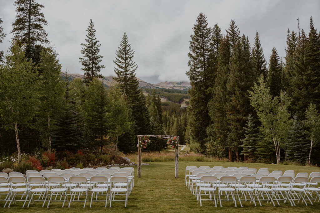 Breckenridge Nordic Center wedding ceremony setup