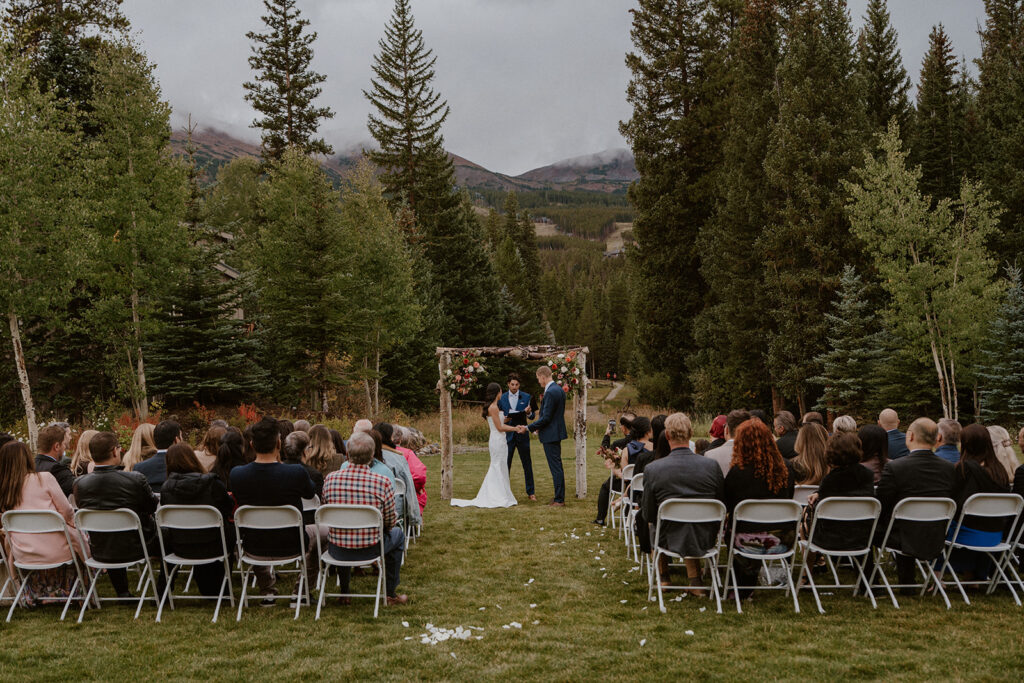 Intimate Breckenridge Nordic Center wedding ceremony