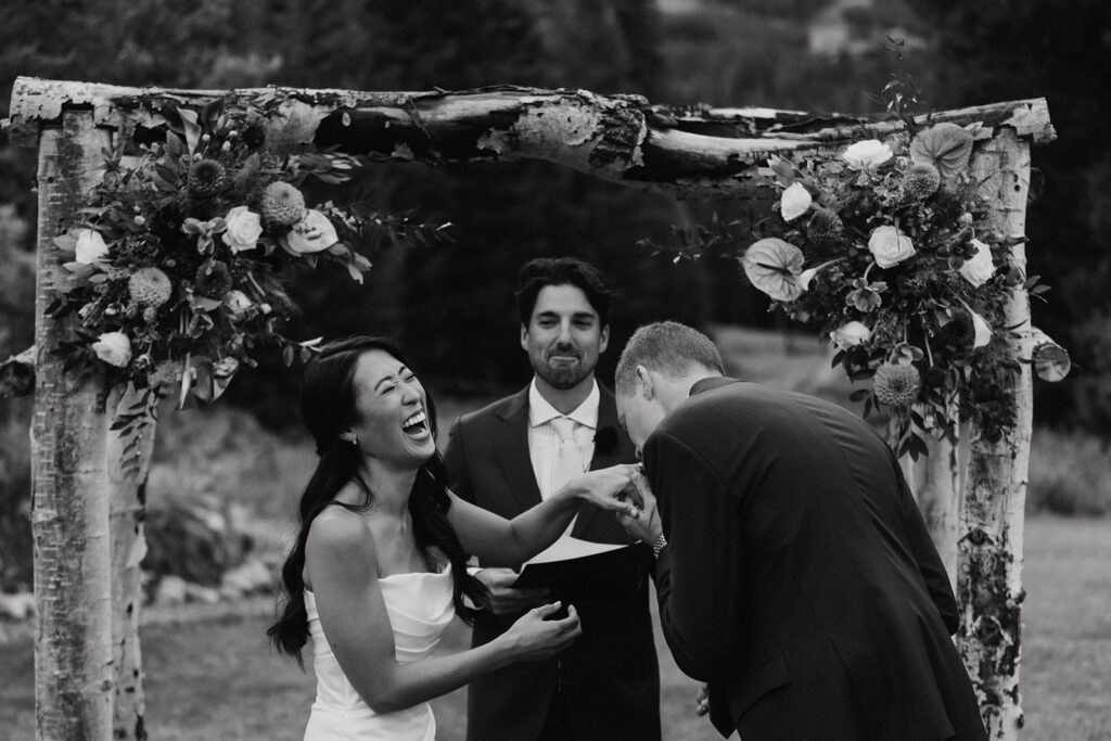 Intimate Breckenridge Nordic Center wedding ceremony