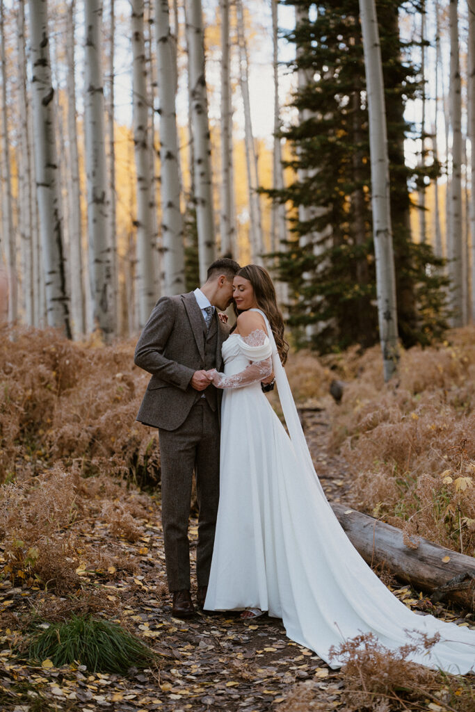 Fall Crested Butte bride and groom portraits