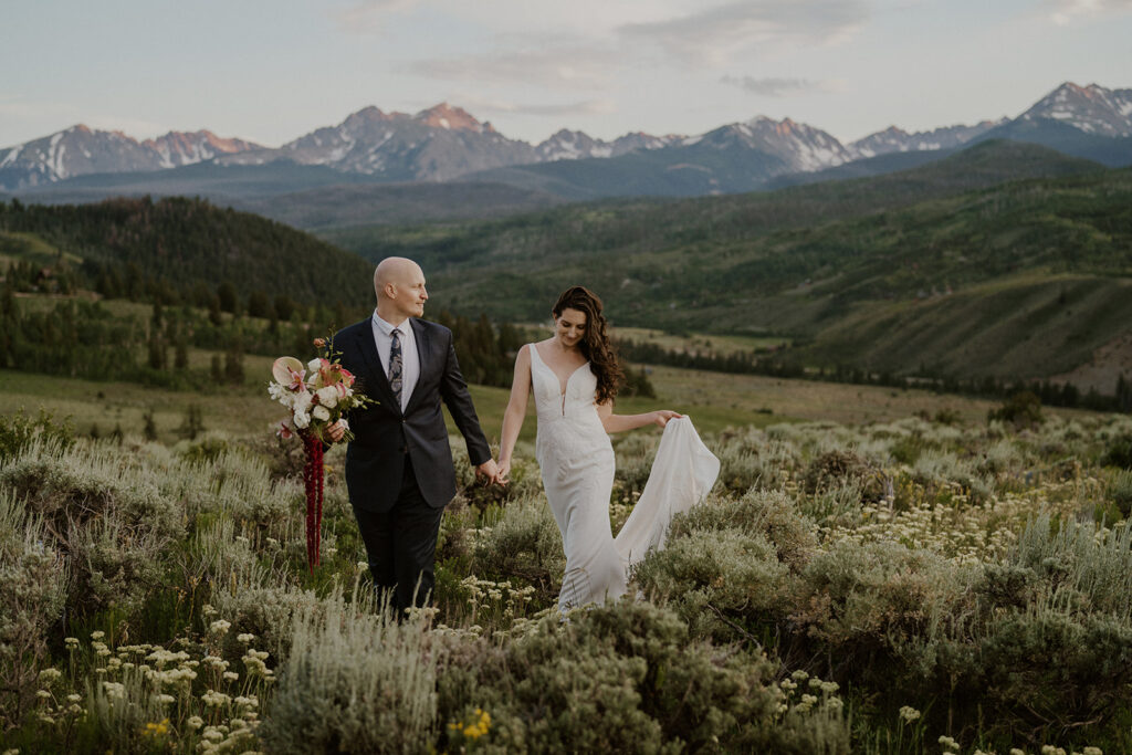 Wildflower fields elopement in Colorado