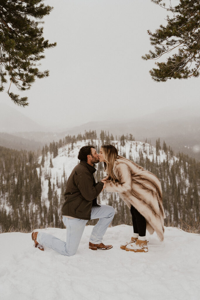 snowy surprise proposal in Breckenridge