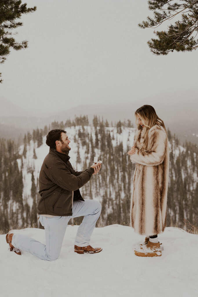 snowy surprise proposal in Breckenridge