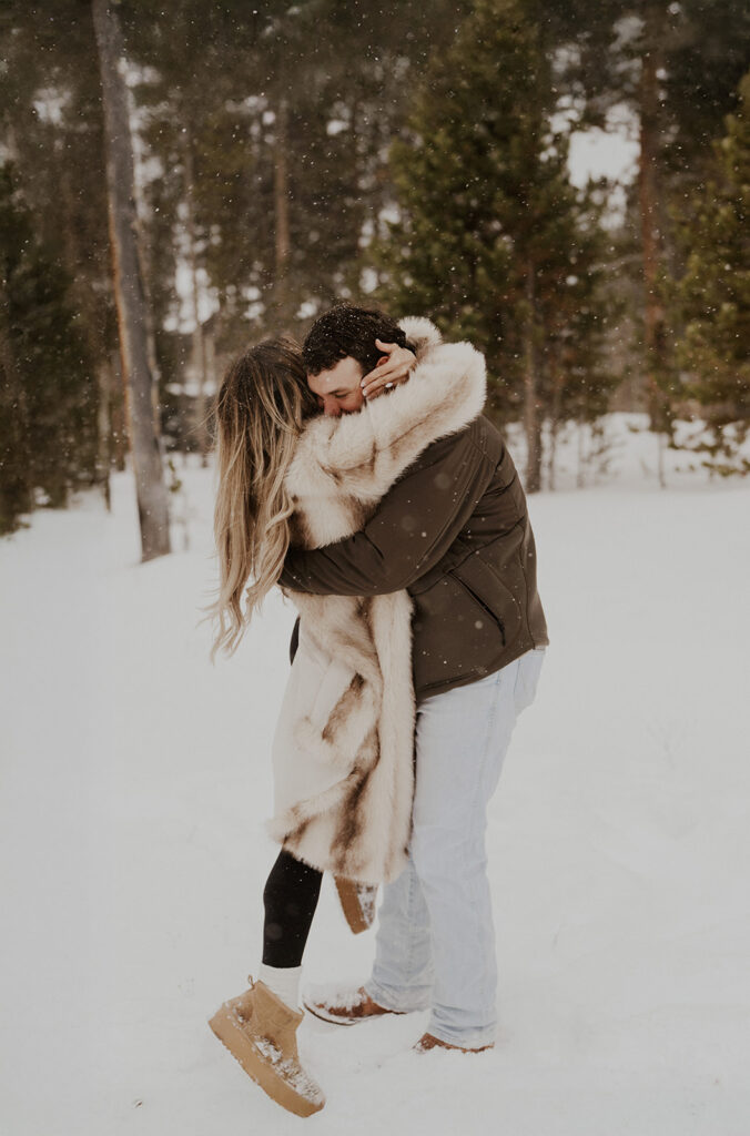 snowy surprise proposal in Breckenridge