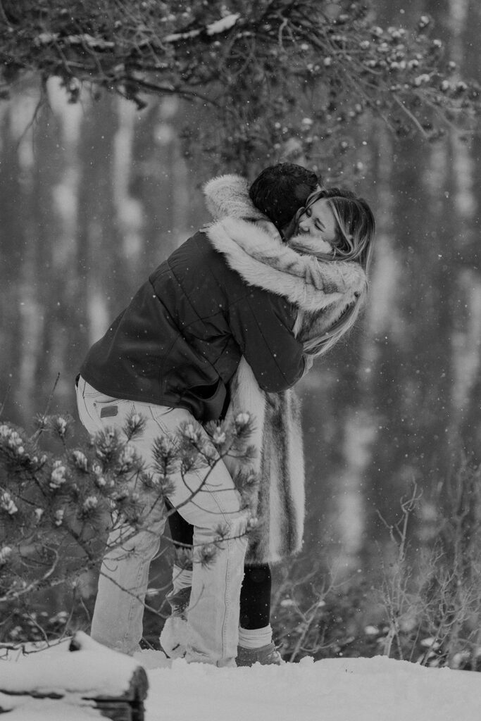 snowy surprise proposal in Breckenridge