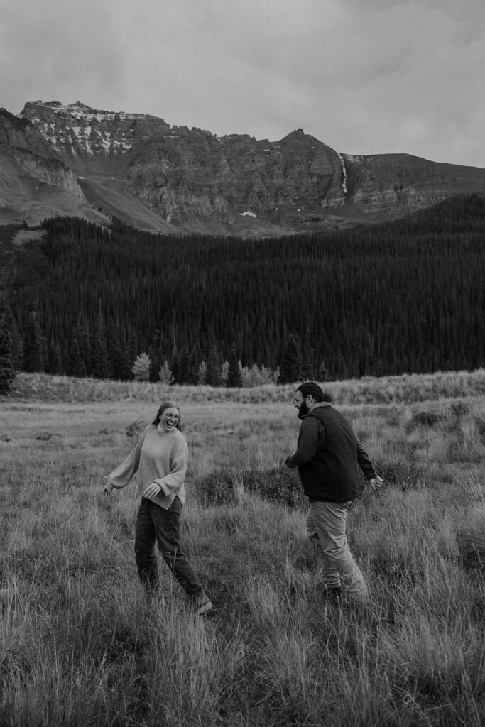 Playful Telluride engagement photos in the Colorado mountains