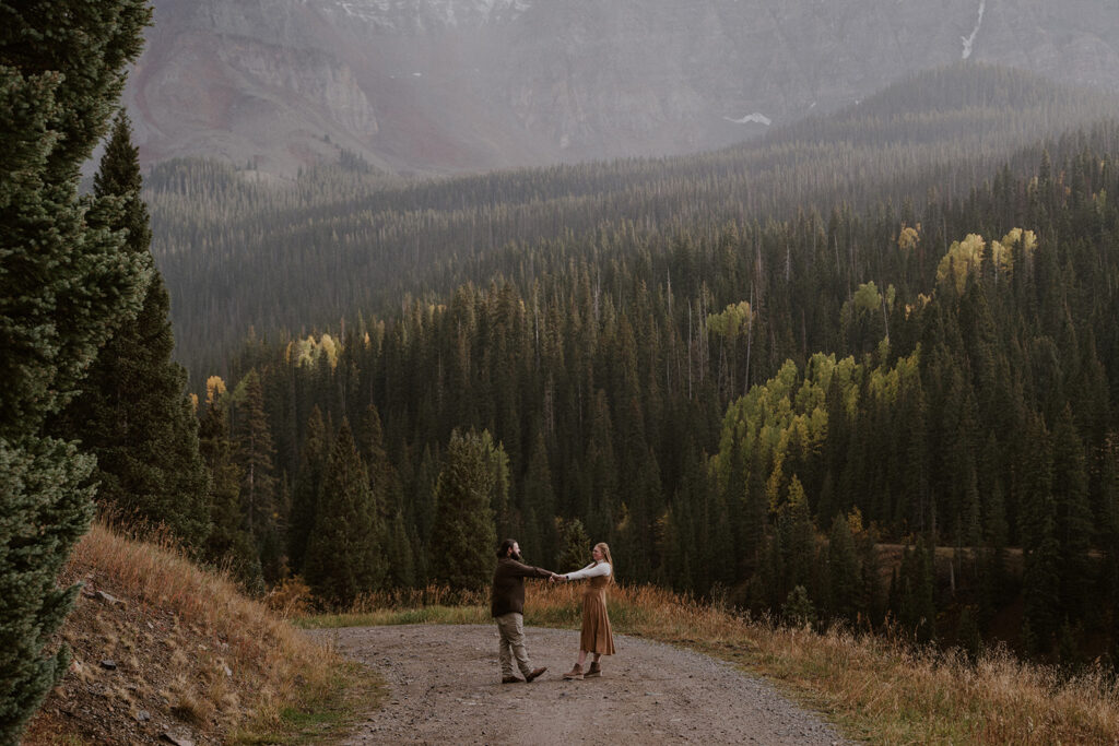 Fall mountain engagement photos in Telluride