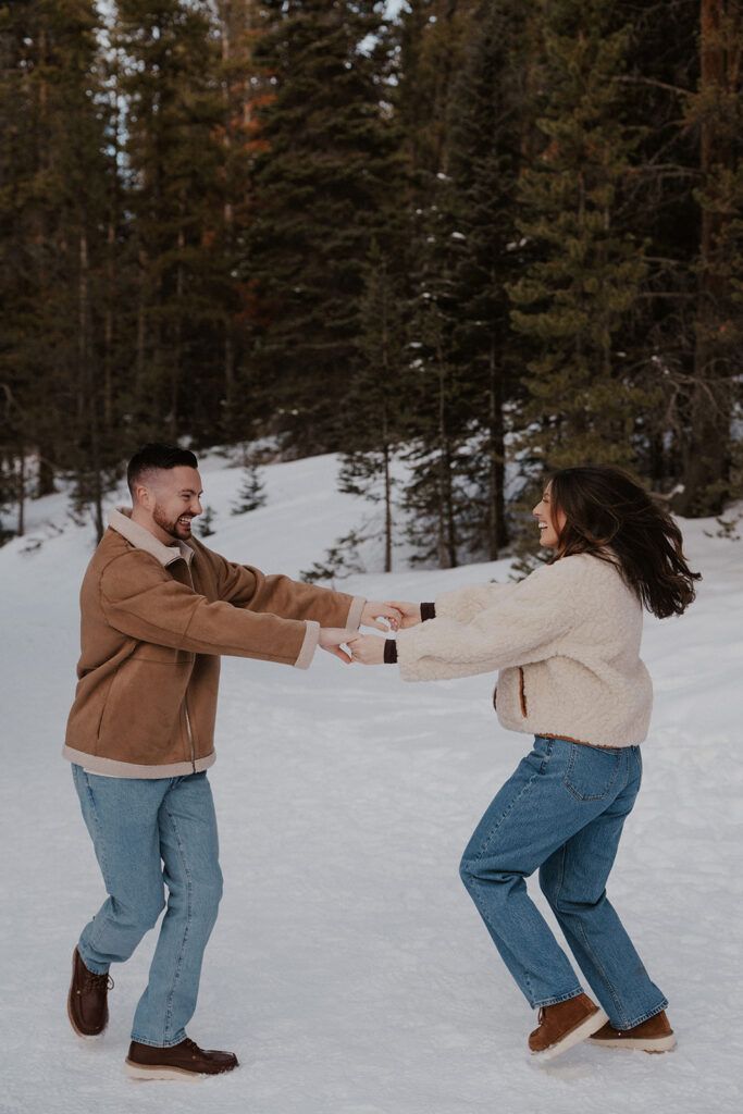 Playful engagement photos on Boreas Pass