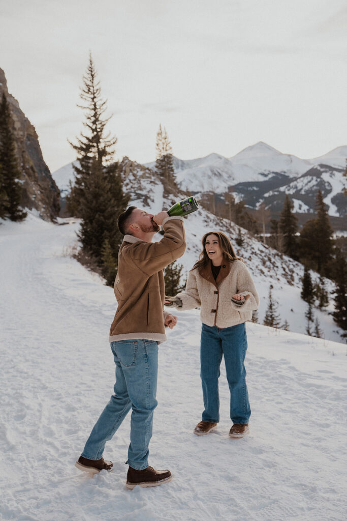 Playful engagement photos on Boreas Pass