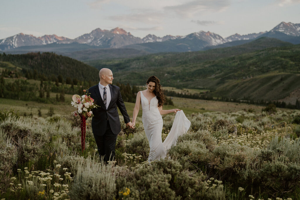 Dreamy Breckenridge elopement portraits in wildflowers