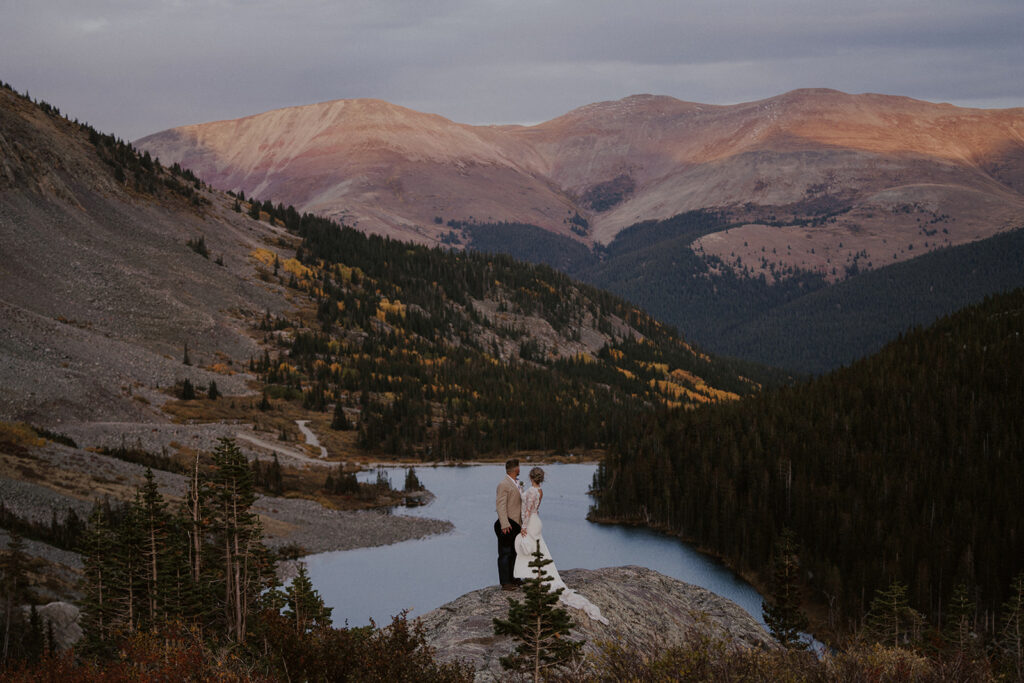 Private vows on a cliff in Breckenridge at Blue Lakes