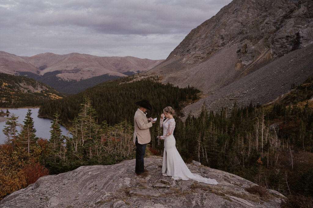Private vows on a cliff in Breckenridge at Blue Lakes