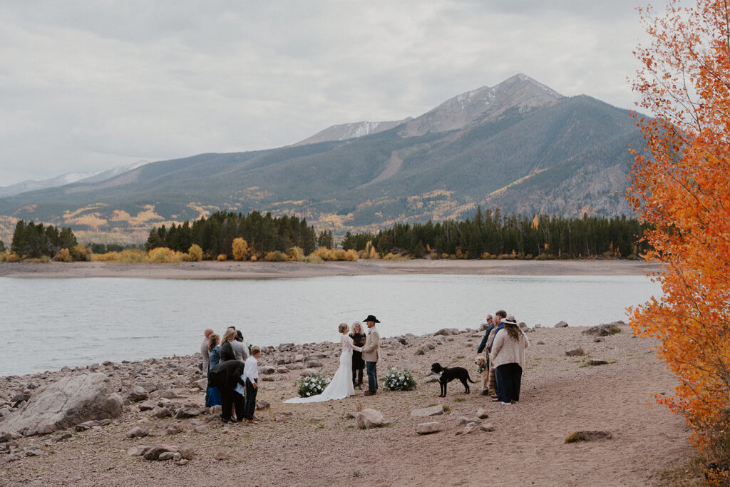 Fall elopement in Colorado at Lake Dillon