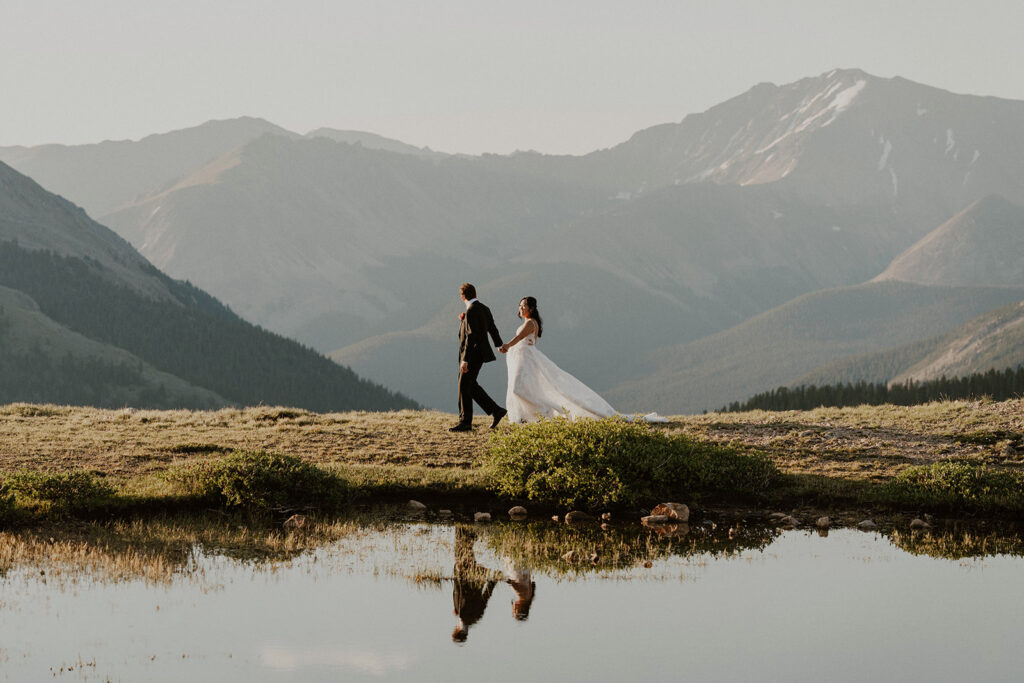 Alpine lake elopement photos in Aspen on Independence Pass