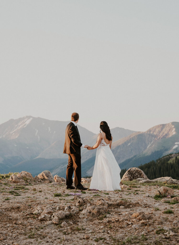Sunset mountain elopement photos in Colorado