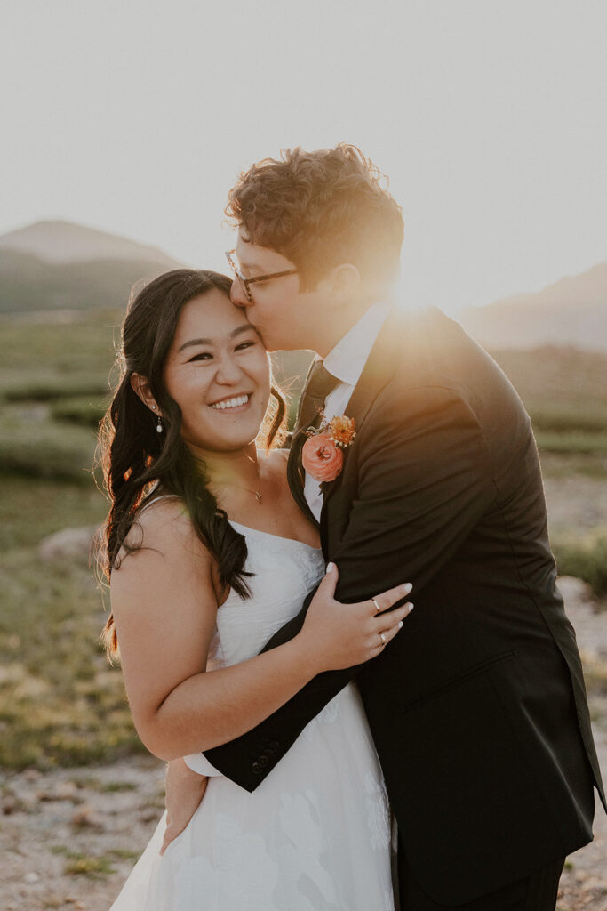 Sunset mountain elopement photos in Colorado