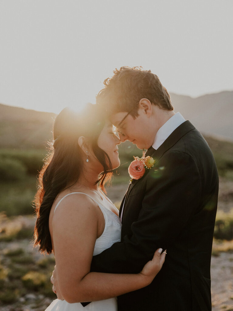 Sunset mountain elopement photos in Colorado