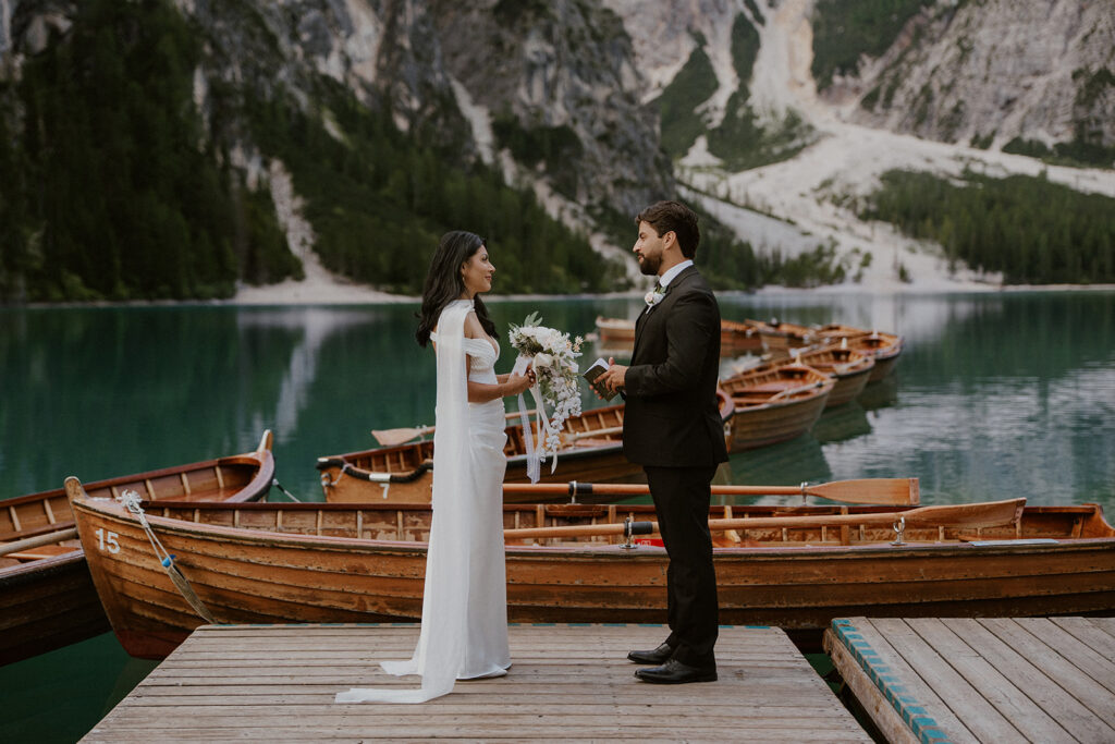 Dolomites elopement ceremony at Lago di Braies