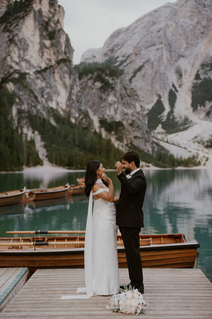 Dolomites elopement ceremony at Lago di Braies