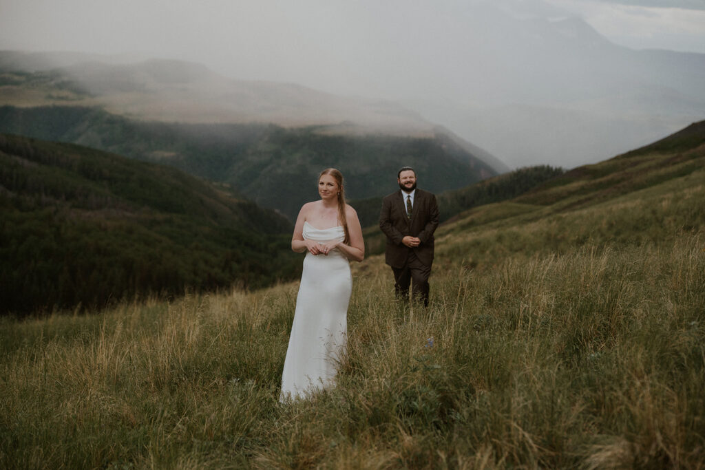 Moody, rainy, foggy mountain elopement in the Colorado mountains