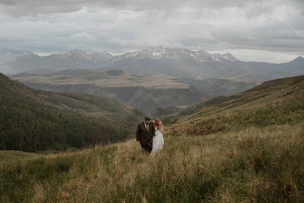 Moody, rainy, foggy mountain elopement in the Colorado mountains