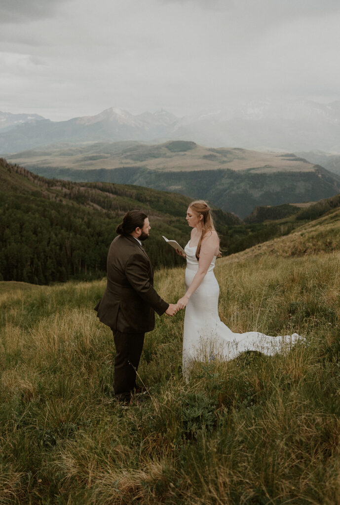 Private mountain elopement vows in Telluride, Colorado