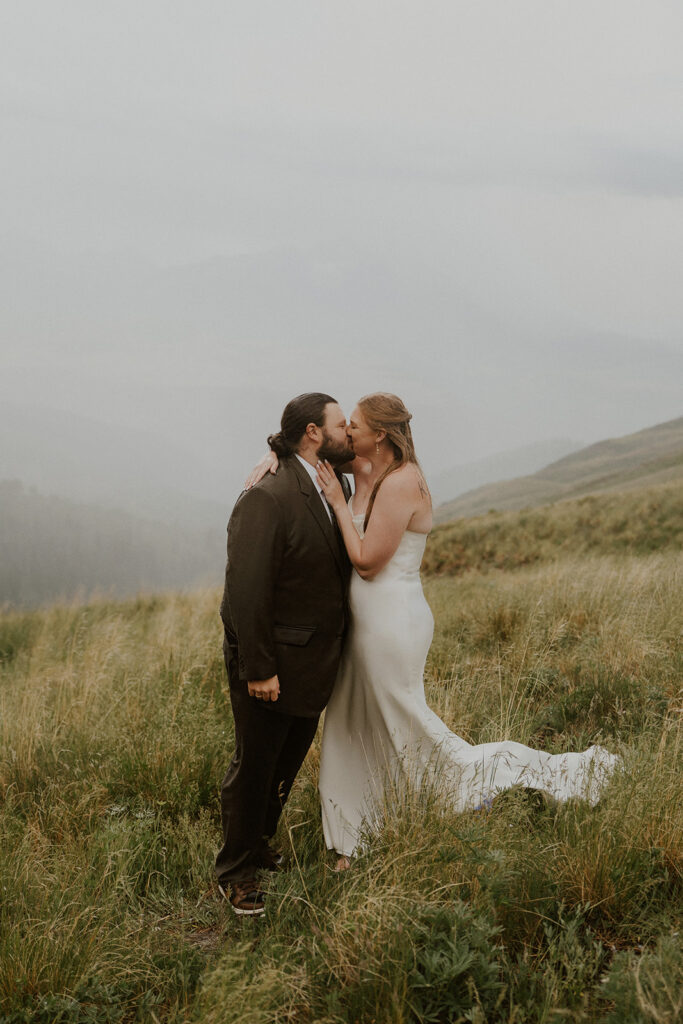 Moody, rainy, foggy mountain elopement in the Colorado mountains