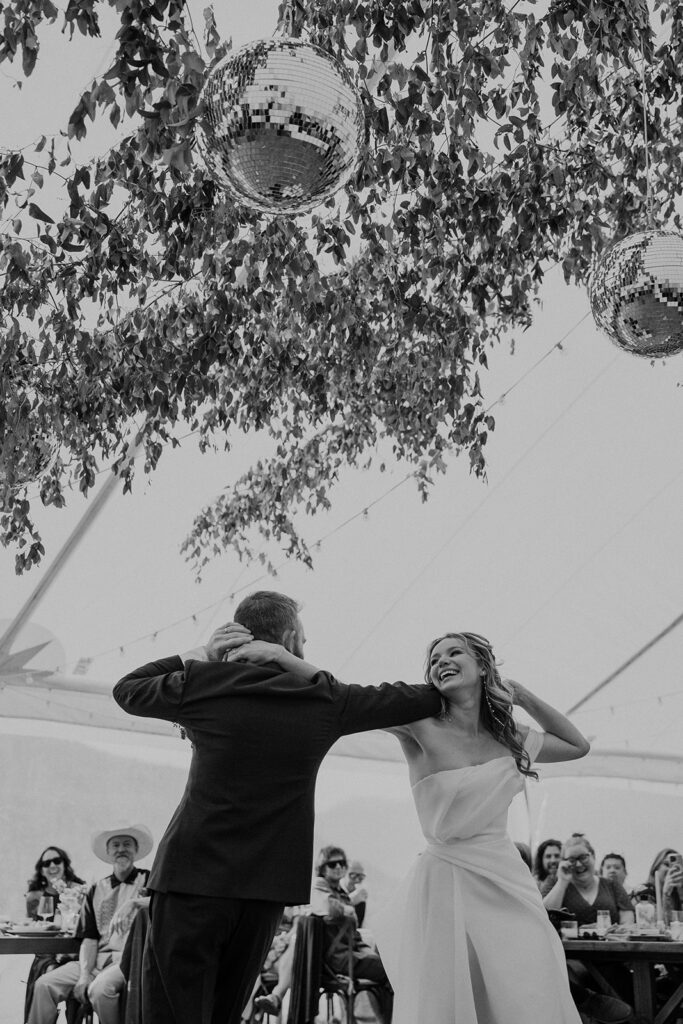 White tent wedding reception in Crested Butte