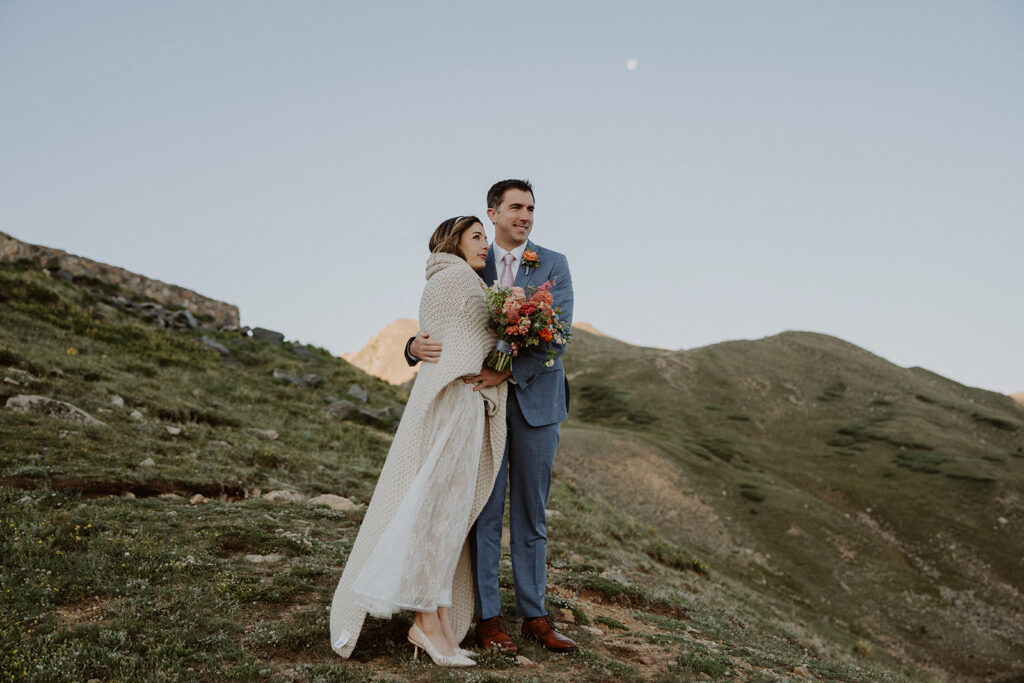 Loveland Pass mountain elopement photos at sunrise